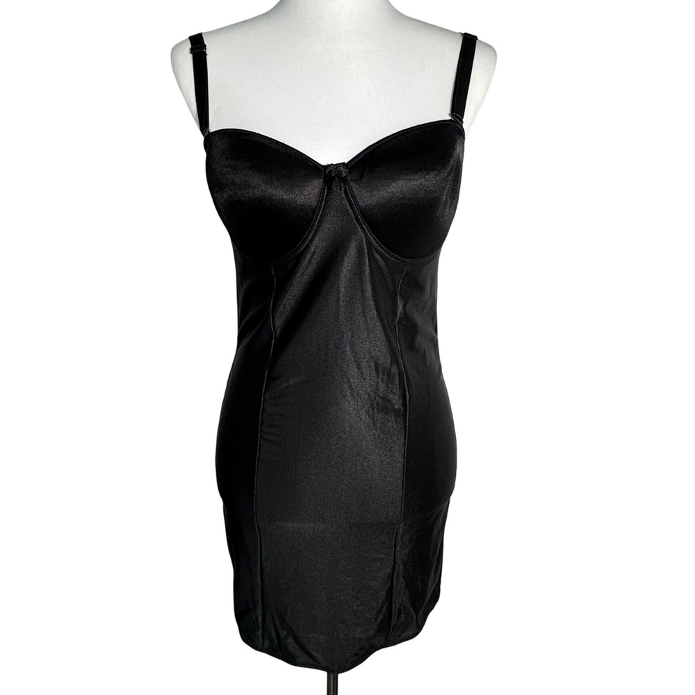 FREDERICK'S OF HOLLYWOOD 38B Black Slip Dress Adjustable‎ Strap Underwire Padded
